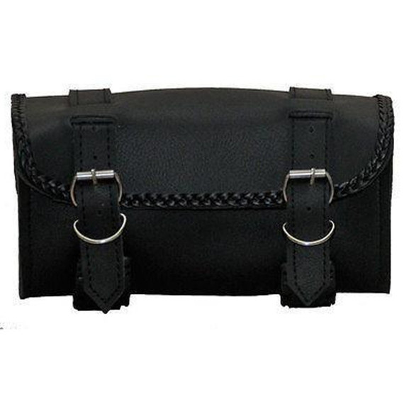 Vance VS118H Black Hard Shell Braided Motorcycle Handlebar Bag Toolbag