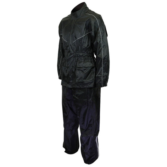 Thunder Under RS5001 Mens and Womens Black Two Piece Rainsuit Motorcycle Rain Gear