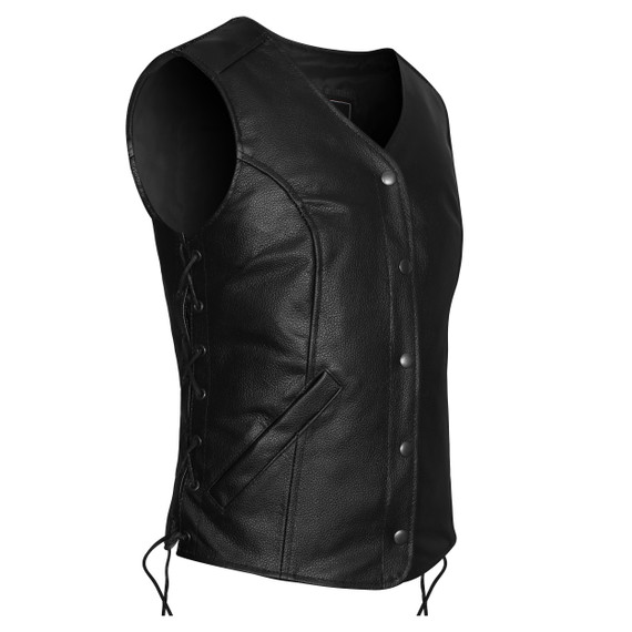 Vance Leather Ladies Economy Leather Five-Snap Lace Side Vest