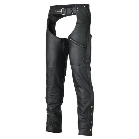 Vance Leather VL804S Men and Women All Season Black Zipout Insulated Thermal Lined Zipper Pocket Biker Motorcycle Leather Chaps