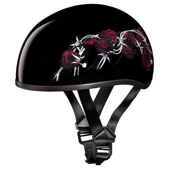 Daytona Women's Skull Cap Barbed Roses Half Helmet