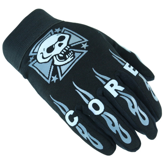 Vance VL450 Mens Black Suede Palm and Skull Design Mechanic Gloves