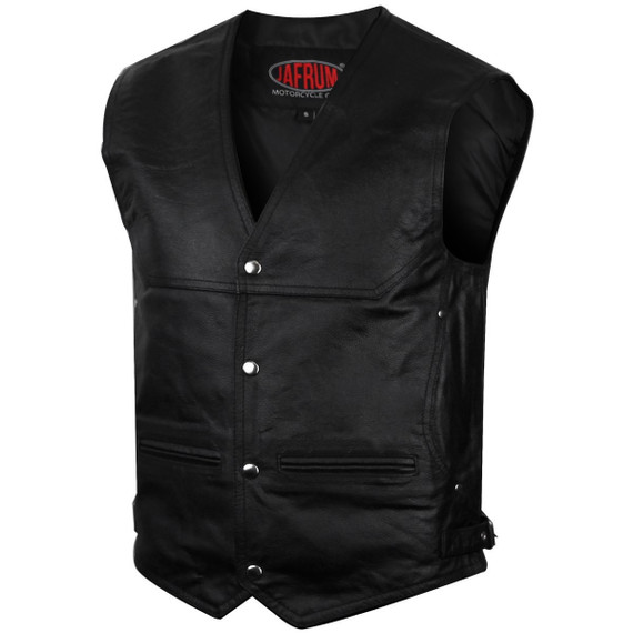 Vance MV111 Mens Black Deep Pocket Leather Motorcycle Biker Vest