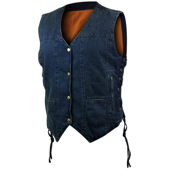 Jafrum LV775 Women's Black or Blue Six Pocket Concealed Carry Denim Vest