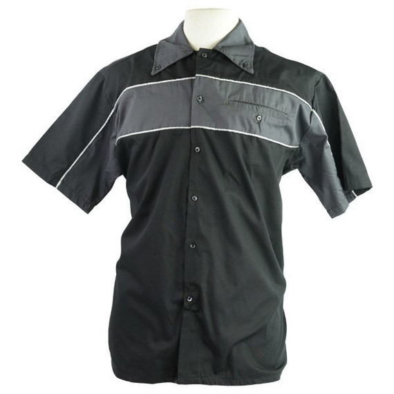 Vance Men's Classic Button Front Pit Shirt - Black/Grey
