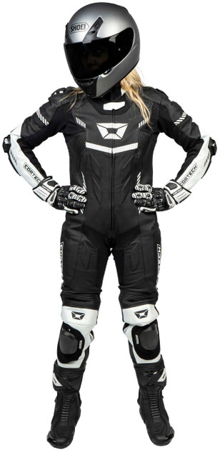 Cortech-Revo-Sport-Air-Womens-1-Piece-Motorcycle-Leather-Race-Suit-Black-White-Main