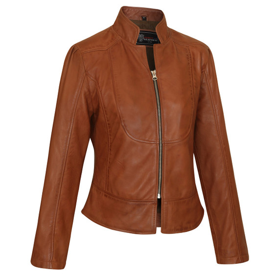 Vance-Leathers-VL650Br-Ladies-Premium-Soft-Lightweight-Brown-Fitted-Motorcycle-Leather-Jacket-Main