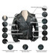 Vance LJ603 Women's Black Classic Leather Lady Biker Motorcycle Jacket - Infographics