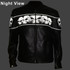 Premium Cowhide Leather Motorcycle Jacket With Reflective Skull - Night View