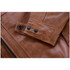 Vance Leather Men's Cafe Racer Waxed Lambskin Austin Brown Motorcycle Leather Jacket- Detail