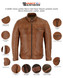 Vance Leather Men's Cafe Racer Waxed Lambskin Austin Brown Motorcycle Leather Jacket - Info-graphics