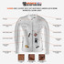 Vance Leather Men's Cafe Racer Waxed Lambskin Austin Brown Motorcycle Leather Jacket- Info Graphics