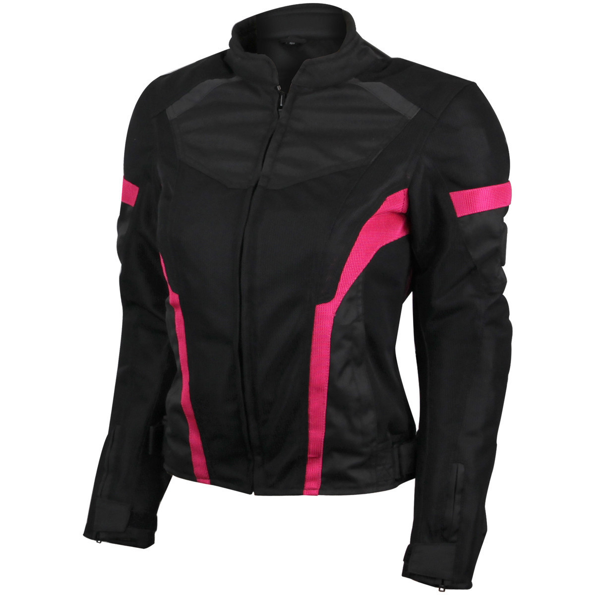 Women's Black Pink All Weather Season CE Armor Lady Biker Mesh Motorcycle  Riding Jacket