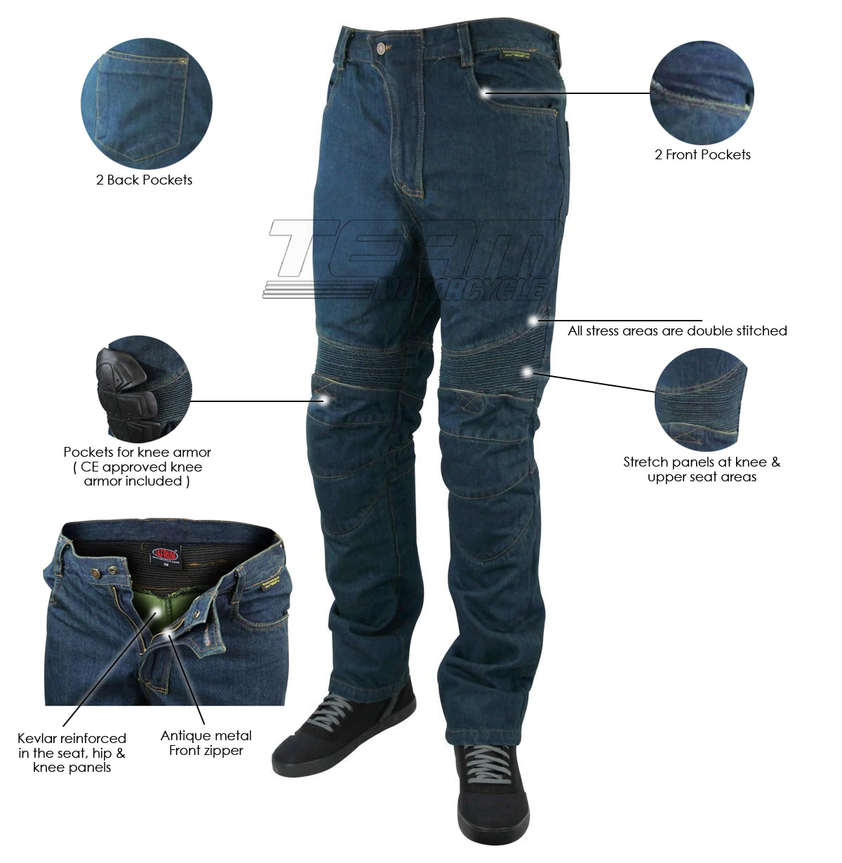 mens motorcycle jeans with armor