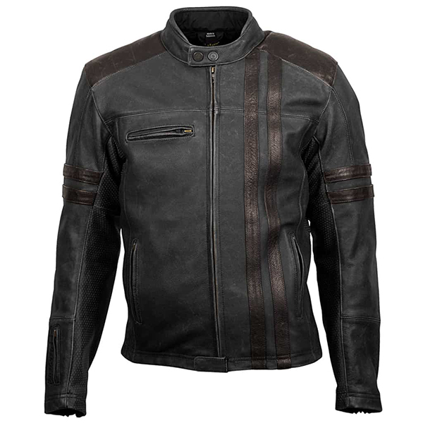 Men's Distressed Brown Quilted Leather Biker Jacket