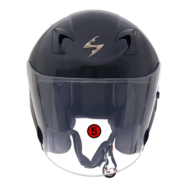 scorpion helmet Anti-turbulence, extended face shield with locking pin
