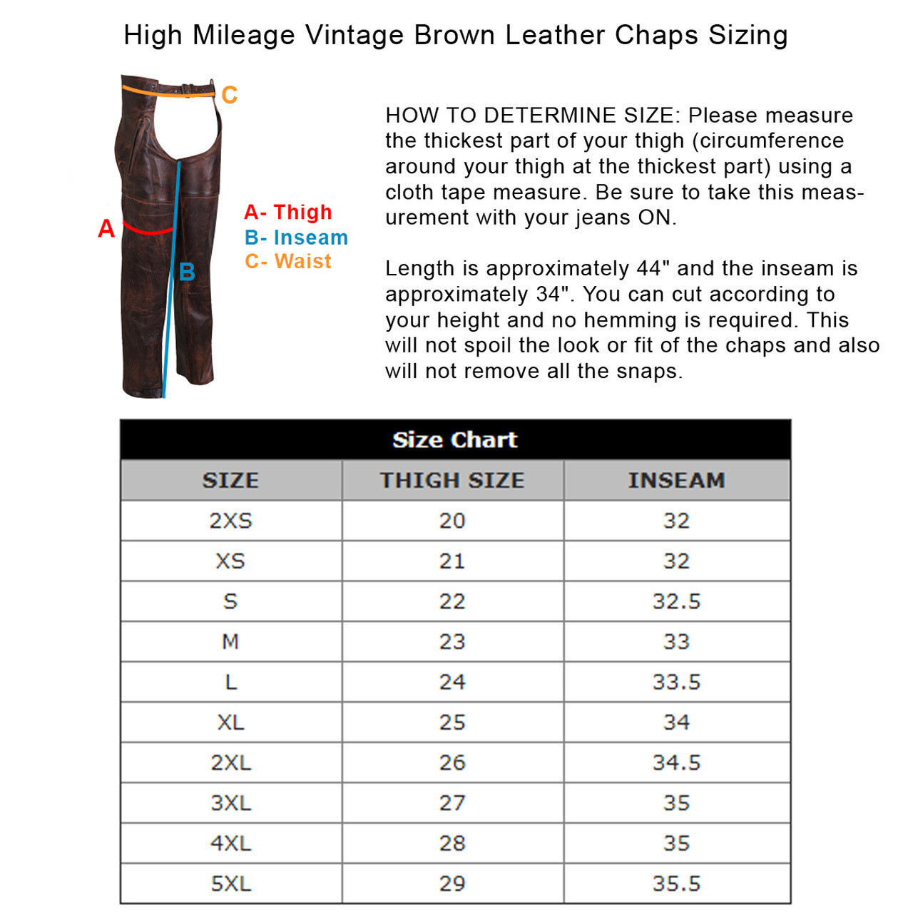 High Mileage Vintage Distressed Brown Biker Motorcycle Leather Chaps ...