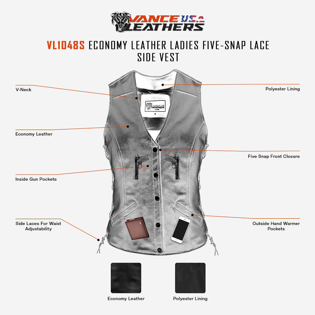 vance-leather-ladies-economy-leather-five-snap-lace-side-vest-description-infographics.jpg