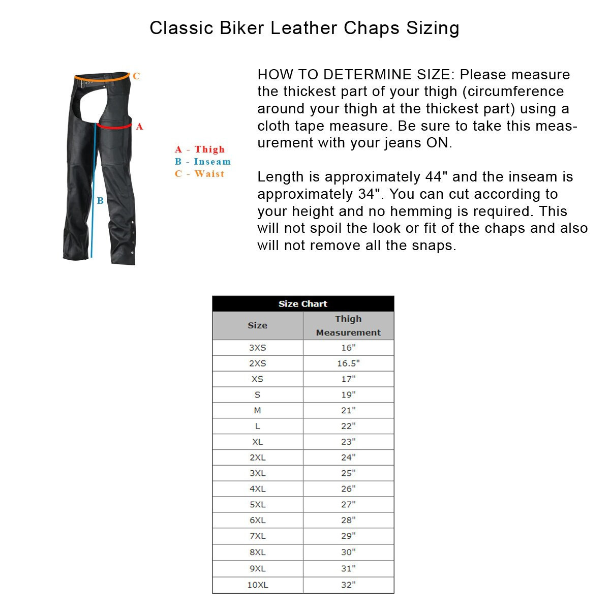 Black Leather Bike Riding Chaps - Team Motorcycle