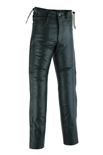 Mens Black Premium Cowhide Biker Motorcycle Leather Chap Pants ...