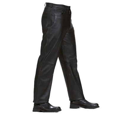Mens Black Premium Cowhide Jeans Style Biker Motorcycle Leather Pants ...