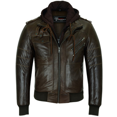 Vance Leather Mens Vincent Brown Waxed Lambskin Motorcycle Leather ...