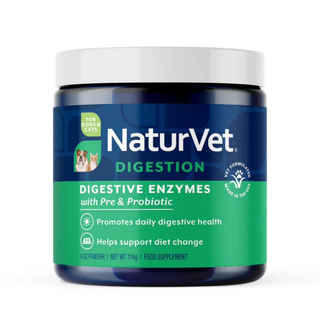 NaturVet Digestive Enzymes Probiotics & Prebiotics 4oz (New Packaging)
