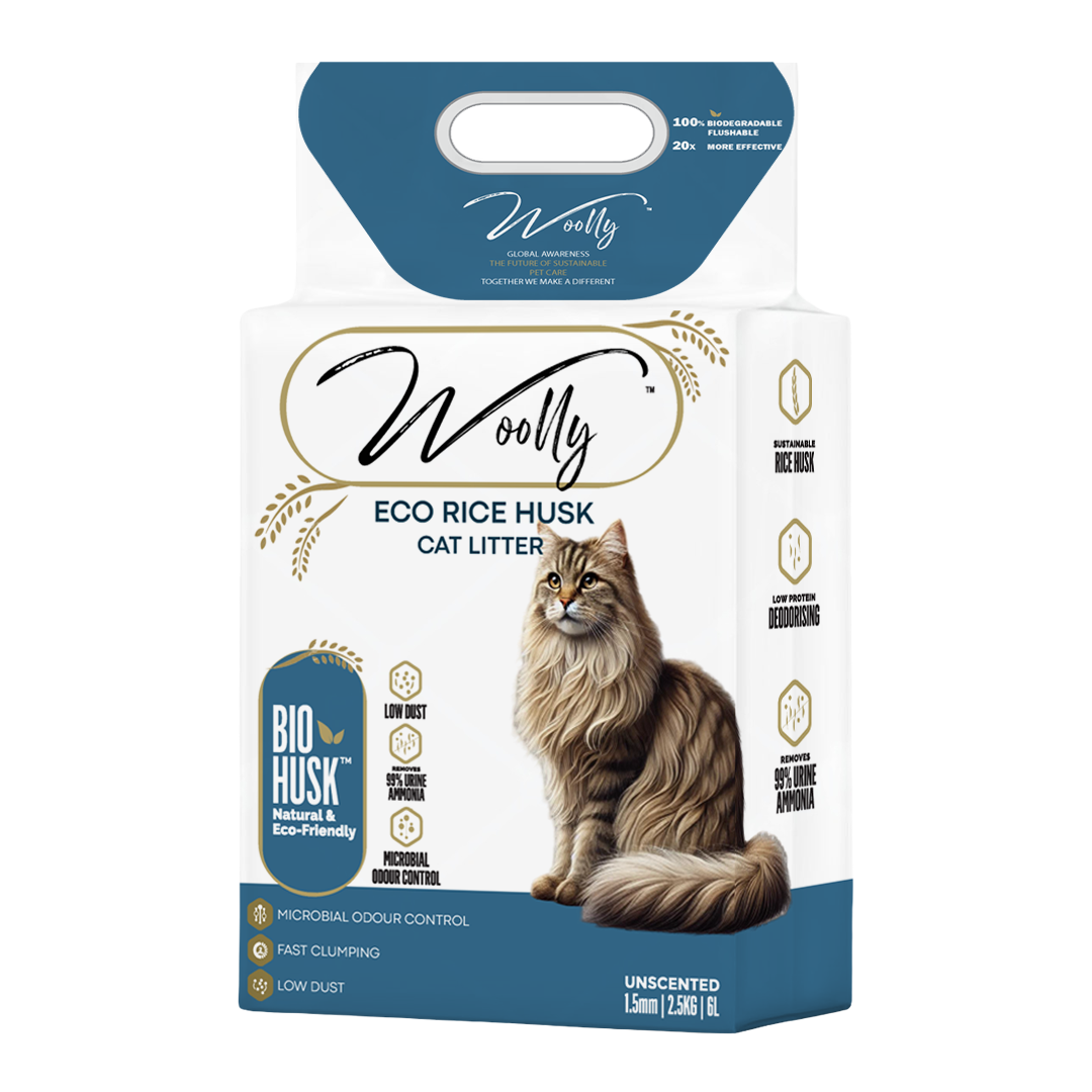 Woolly Eco friendly rice husk cat litter