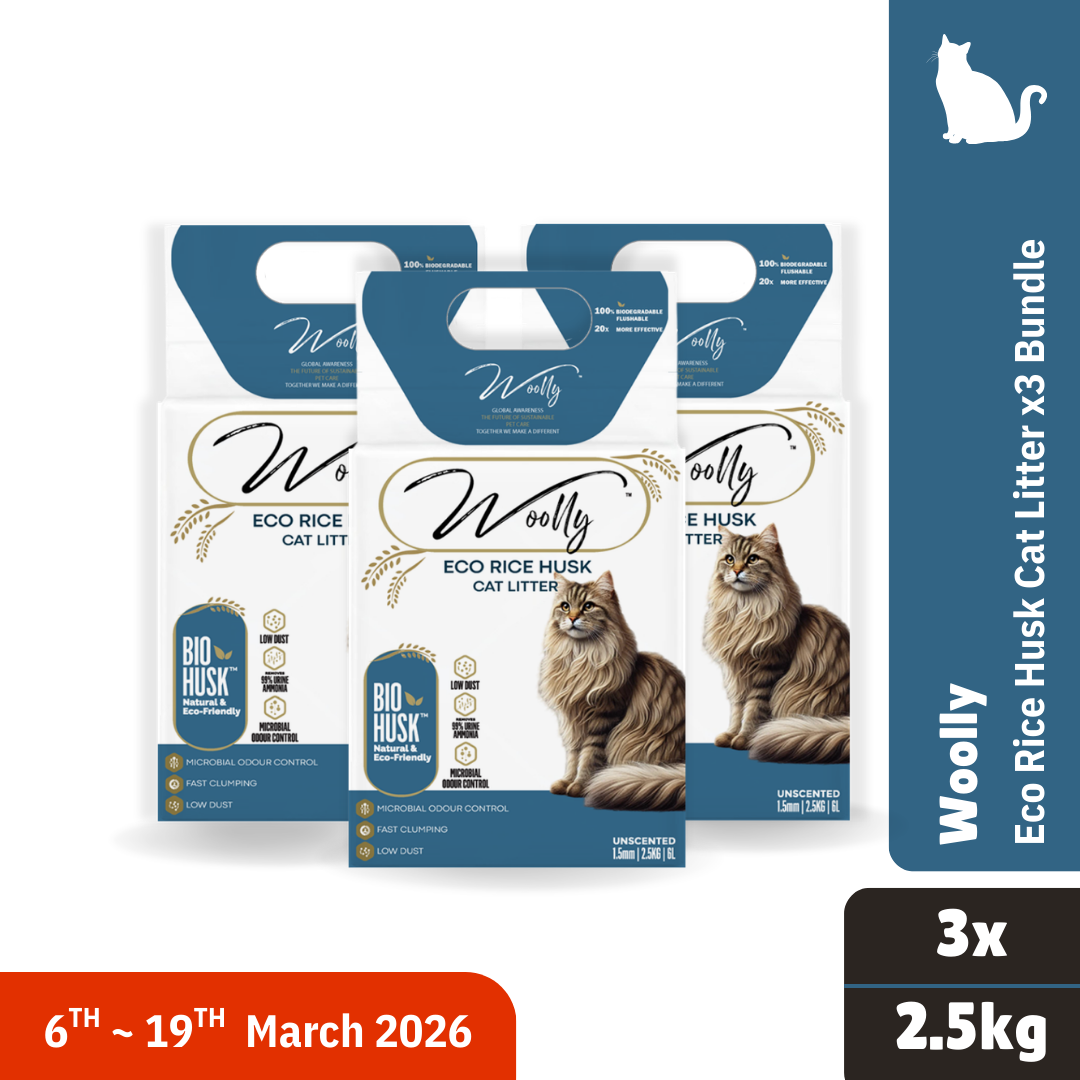 Woolly Eco Rice Husk Cat Litter x3 Bundle