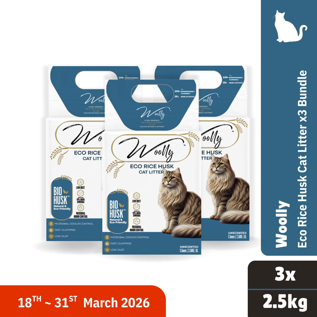 Woolly Eco Rice Husk Cat Litter x3 Bundle