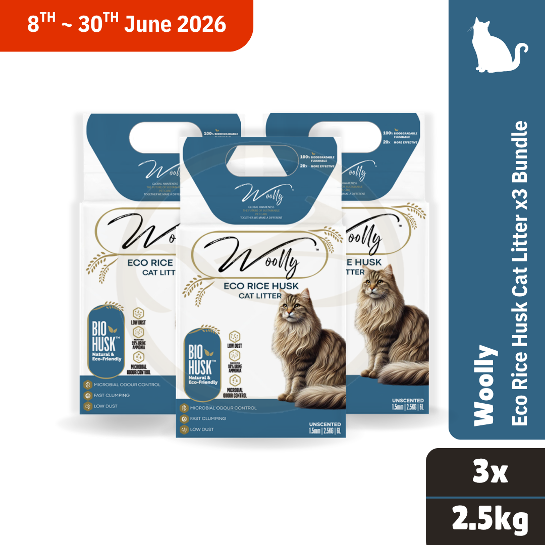Woolly Eco Rice Husk Cat Litter x3 Bundle