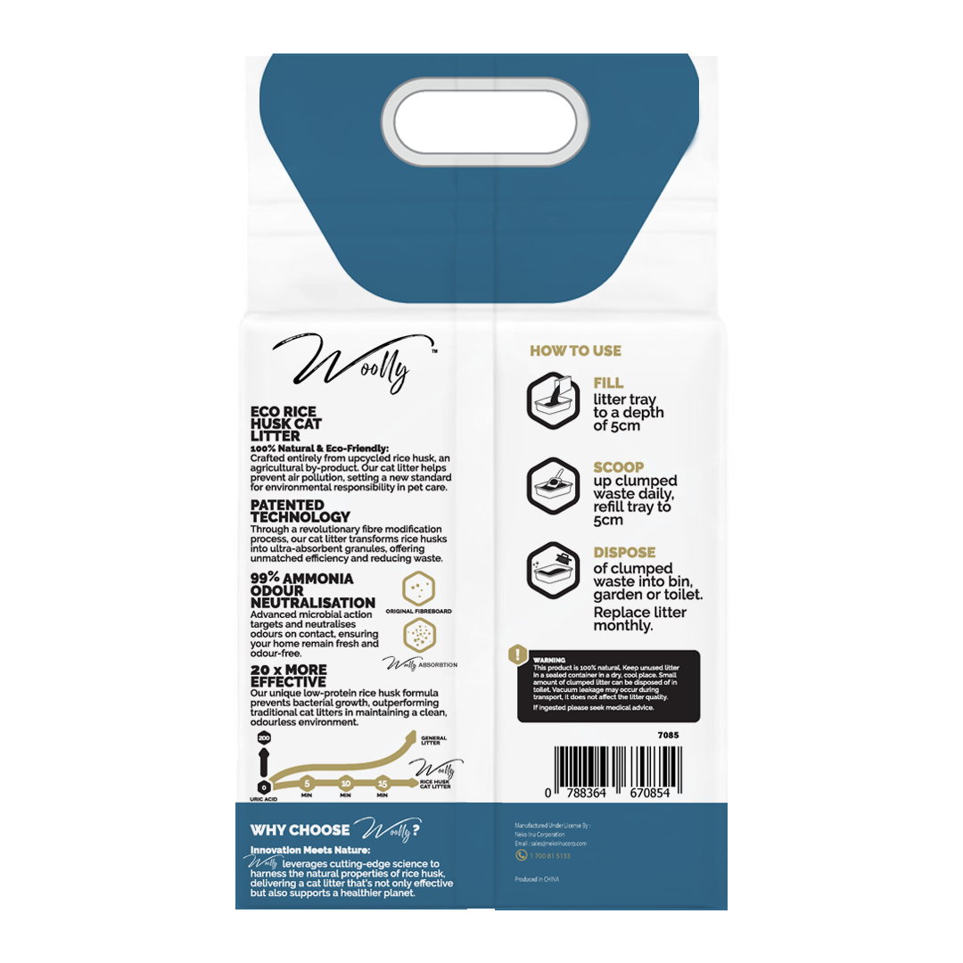 Woolly Eco friendly rice husk cat litter
