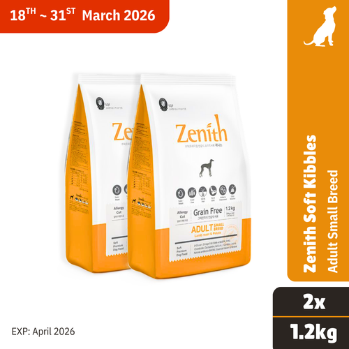 BUNDLE DEAL! Zenith Soft Kibble Adult Small Breed 1.2kg x2 (EXP: 22 APR 2026)