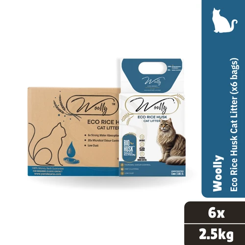 Woolly Eco Rice Husk Cat Litter (x6 Bags)