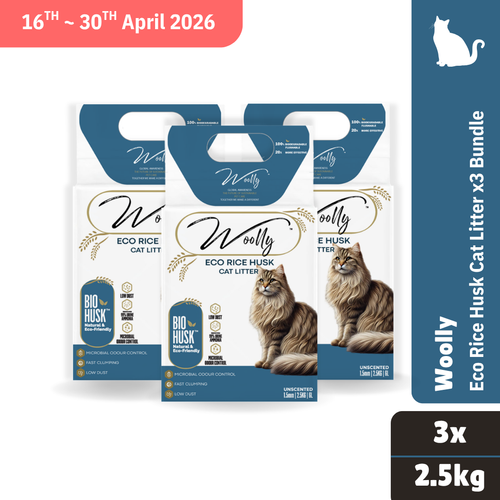 Woolly Eco Rice Husk Cat Litter x3 Bundle