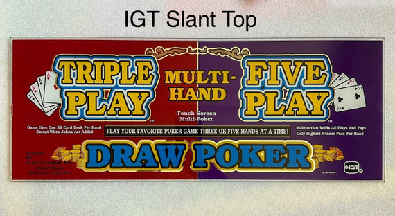 IGT Triple Play Five Play Multi Hand Slant Top Glass