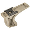 BCMGUNFIGHTER Kinesthetic Angled Grip FDE mounted on a Picatinny handguard rail section.