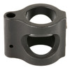 Side angle view of 2A Armament 4140 steel low profile gas block showing set screw mounting ports