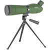 Konuspot Spotting Scope 20-60x60mm in green. Highlights the sleek optical body, rubberized focus control wheel, attached tabletop tripod base, and protective nylon carrying case.
