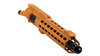 Close-up view of 15" Tequila Sunrise Cerakote OCTO Series M-LOK rail, .750 low-profile gas block, and 16" nitride barrel.
