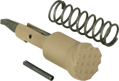 Timber Creek AR Forward Assist in Flat Dark Earth (FDE) finish, displayed alongside its matching spring and roll pin on a neutral background.