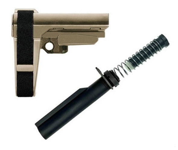 SB Tactical SBA3 Adjustable Pistol Brace With Grid Defense Buffer Tube Kit - FDE