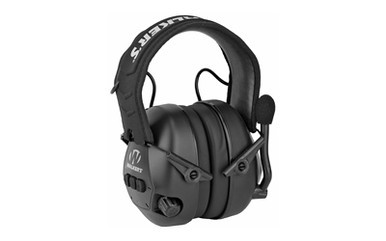 Side profile of Walker's Bluetooth shooting earmuffs showing the headband and ear cups