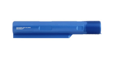 Strike Industries 7-position Advanced Receiver Extension buffer tube in anodized blue 7075-T6 aluminum