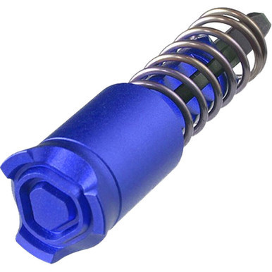 Heat-treated carbon steel blue anodized forward assist for AR-15 upper receiver