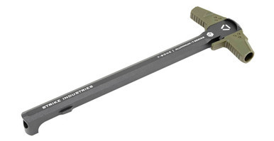 Close-up view of patented gas redirect ports on Strike Industries T-Bone charging handle