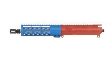 Always Armed Limited Edition 7.5" 9MM Upper Receiver with Red Cerakoted receiver and Ridgeway Blue handguard