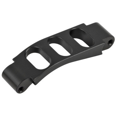 Detail view of the skeletonized slotted design and aluminum construction of the 2A Armaments trigger guard