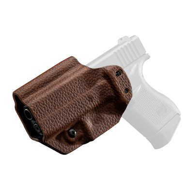 Mission First Tactical Hybrid Leather Holster for Glock 43 and 43X with 1.5 inch belt clip front view