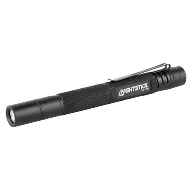 Nightstick Mini Tactical MT-100 LED Flashlight side profile view in black 6061-T6 aluminum
